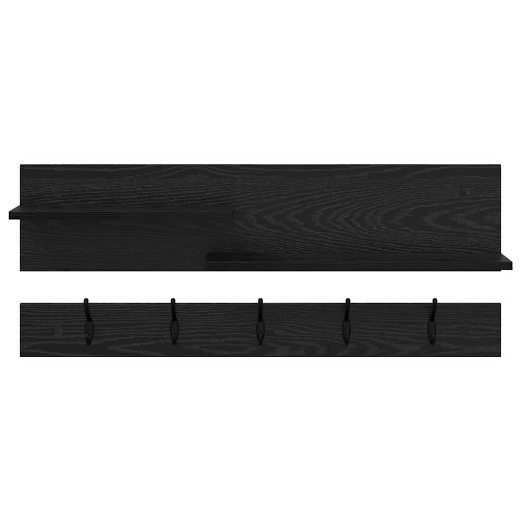 Vægmonteret Jakkeholder Vægmonteret Sort eg 90 x 15 x 36 cm