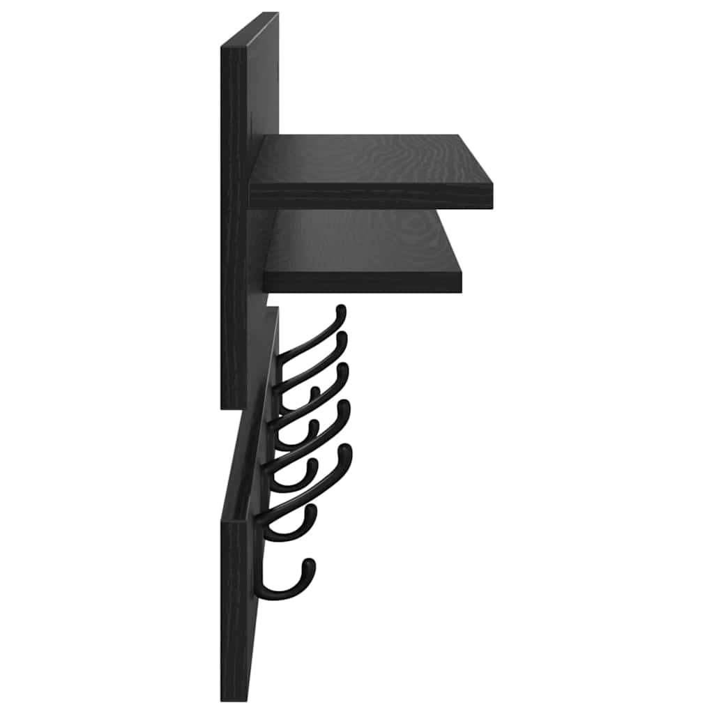 Vægmonteret Jakkeholder Vægmonteret Sort eg 90 x 15 x 36 cm
