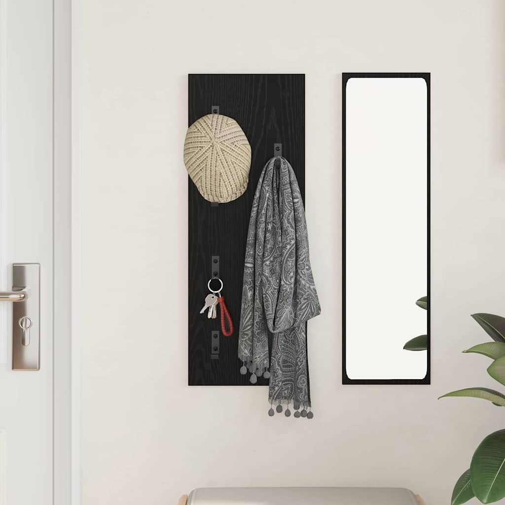 Vægmonteret Jakkeholder Vægmonteret Sort eg 30 x 1,5 x 80 cm