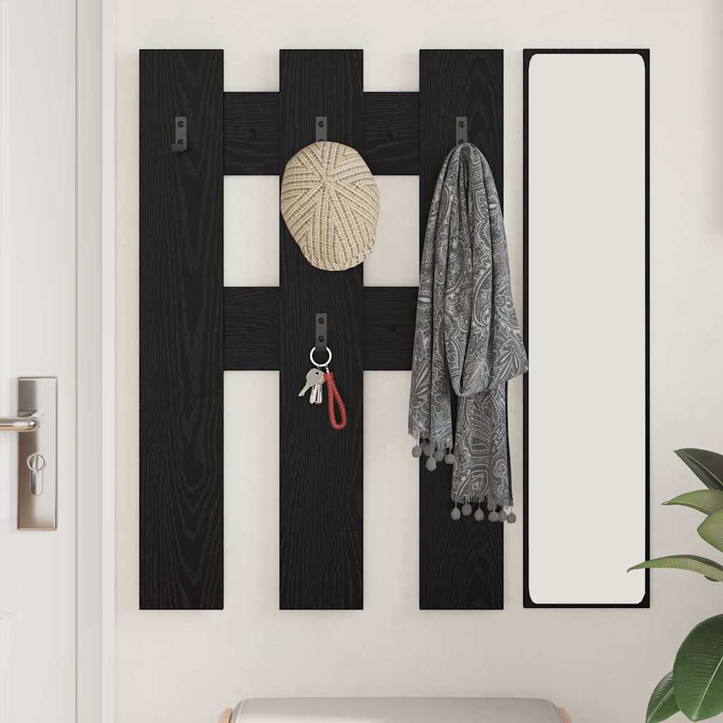 Vægmonteret Jakkeholder Vægmonteret Sort eg 65 x 3 x 100 cm
