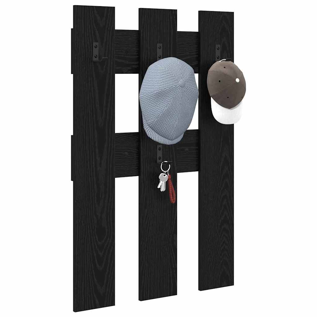 Vægmonteret Jakkeholder Vægmonteret Sort eg 65 x 3 x 100 cm
