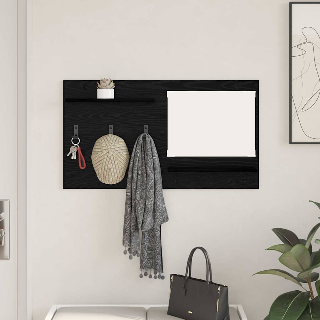 Vægmonteret Jakkeholder Vægmonteret Sort eg 90 x 10 x 50 cm