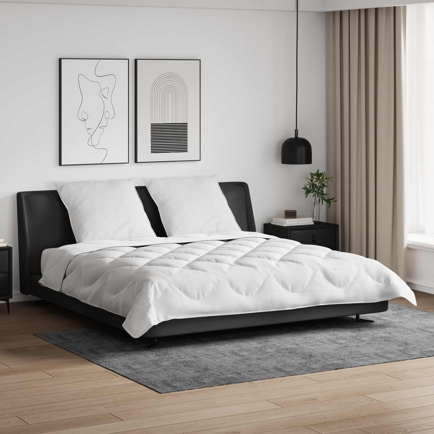 Dyne med puder med pude 3 stk. Hvid Microfiber