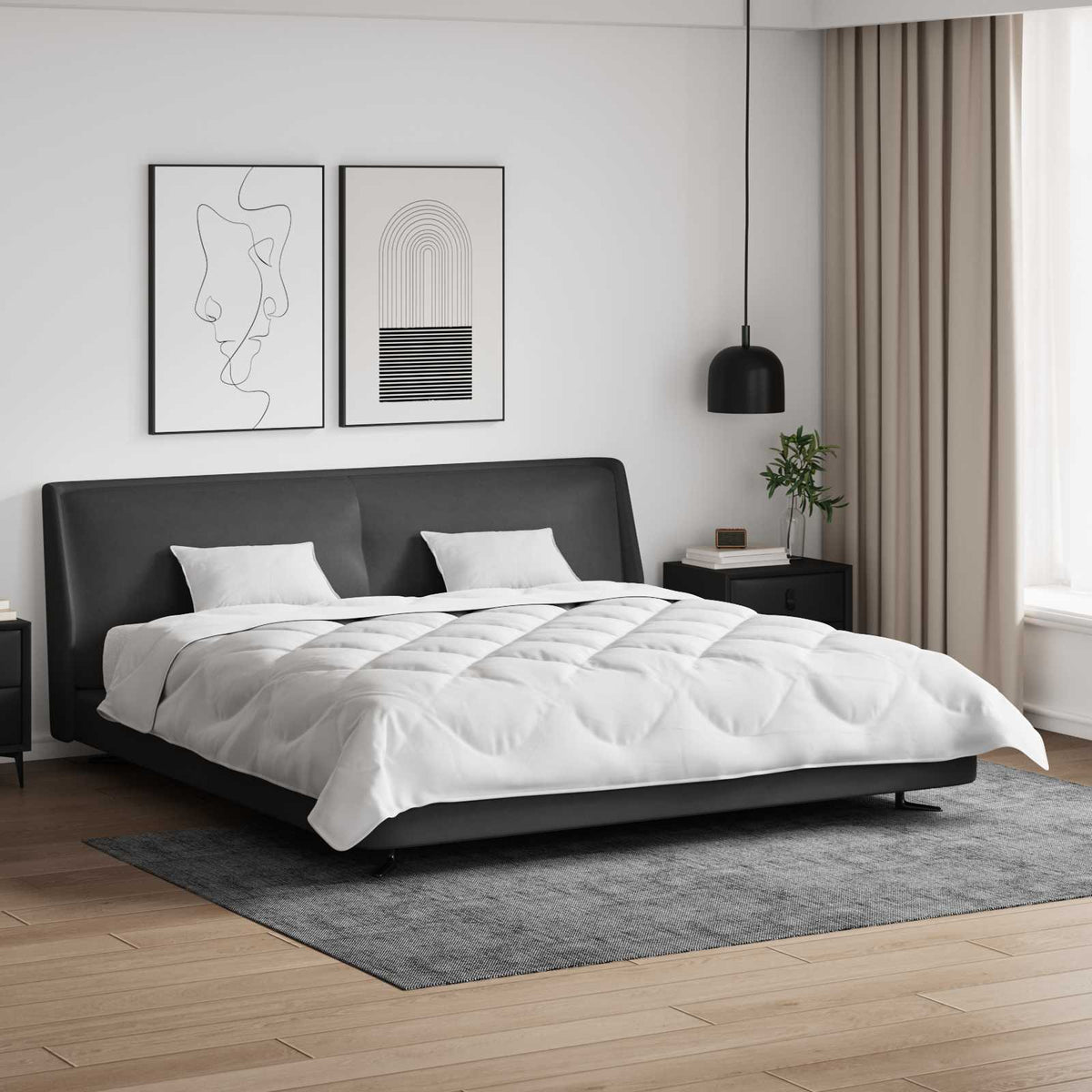 Dyne med puder med pude 3 stk. Hvid Microfiber
