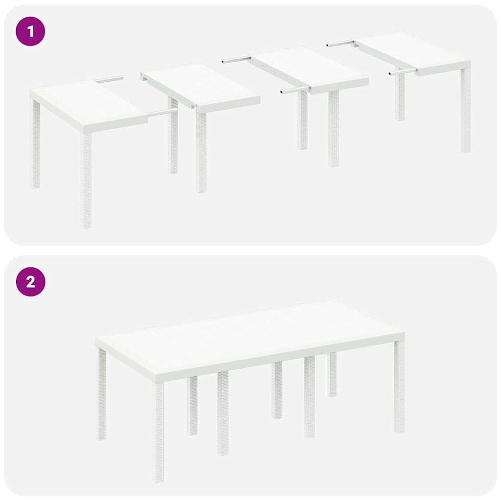 Havemøbel Bord Hvid 200 x 100 x 73 cm polyrattan