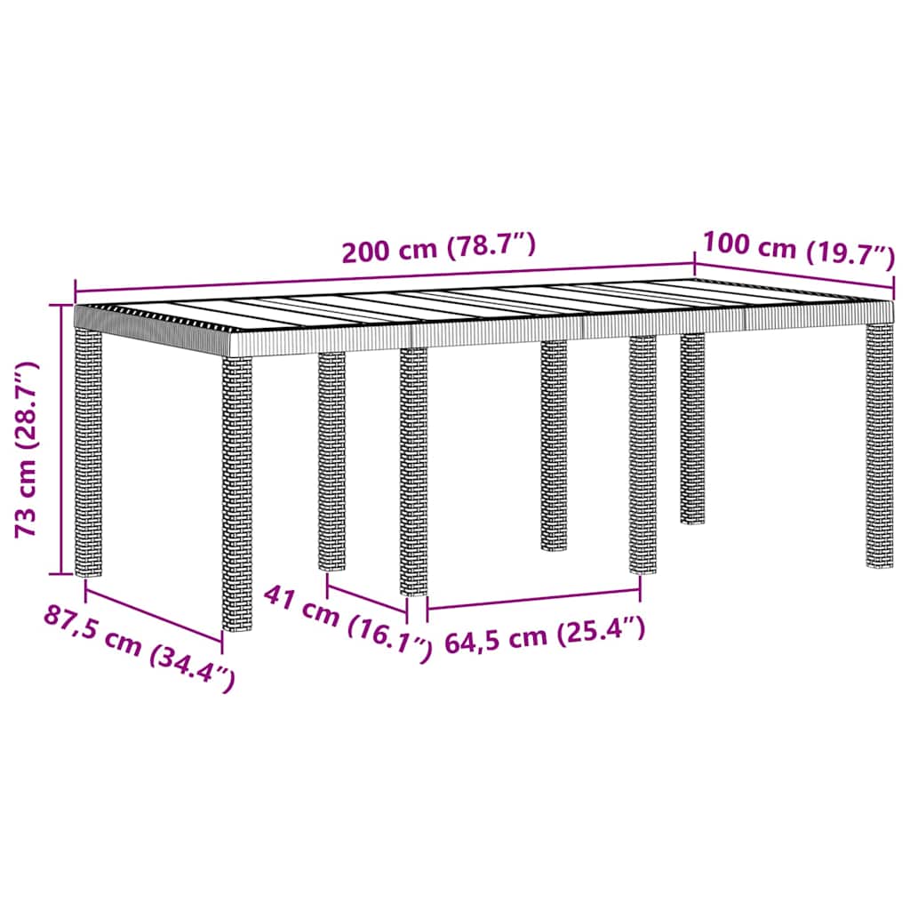 Havemøbel Bord Hvid 200 x 100 x 73 cm polyrattan