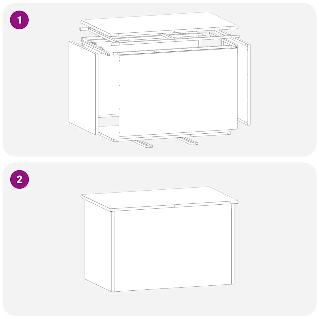 Have opbevaringspude kasse Galvaniseret stål 80 x 50,5 x 50 cm