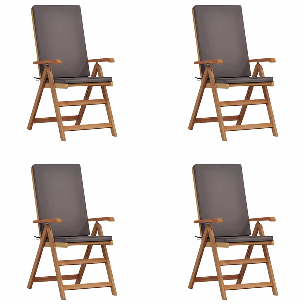 Have Stol 4 stk. Brun og grå Massiv Teaktræ