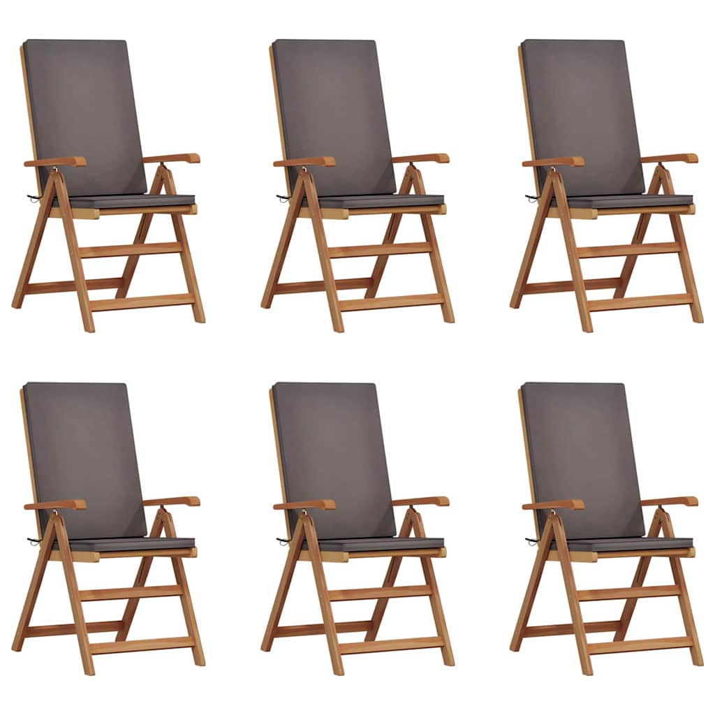 Have Stol 6 stk. Brun og grå Massiv Teaktræ