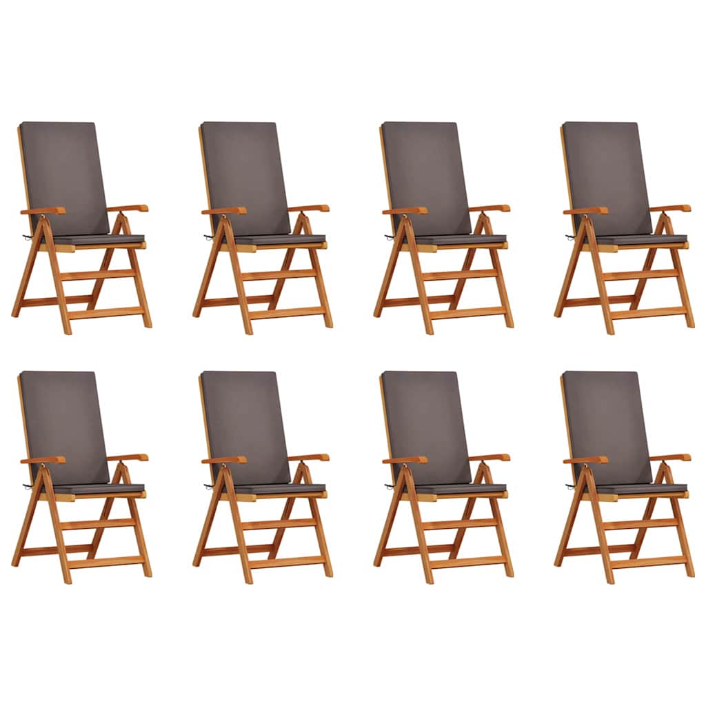 Have Stol 8 stk. Brun og grå Massiv Teaktræ