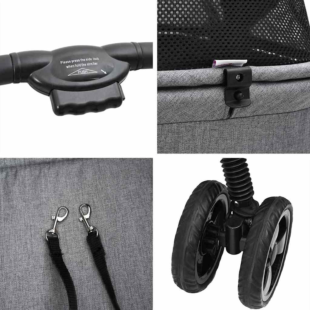 Sammenklappelig kæledyrsvogn Grå 81 x 47 x 99 cm Polyester