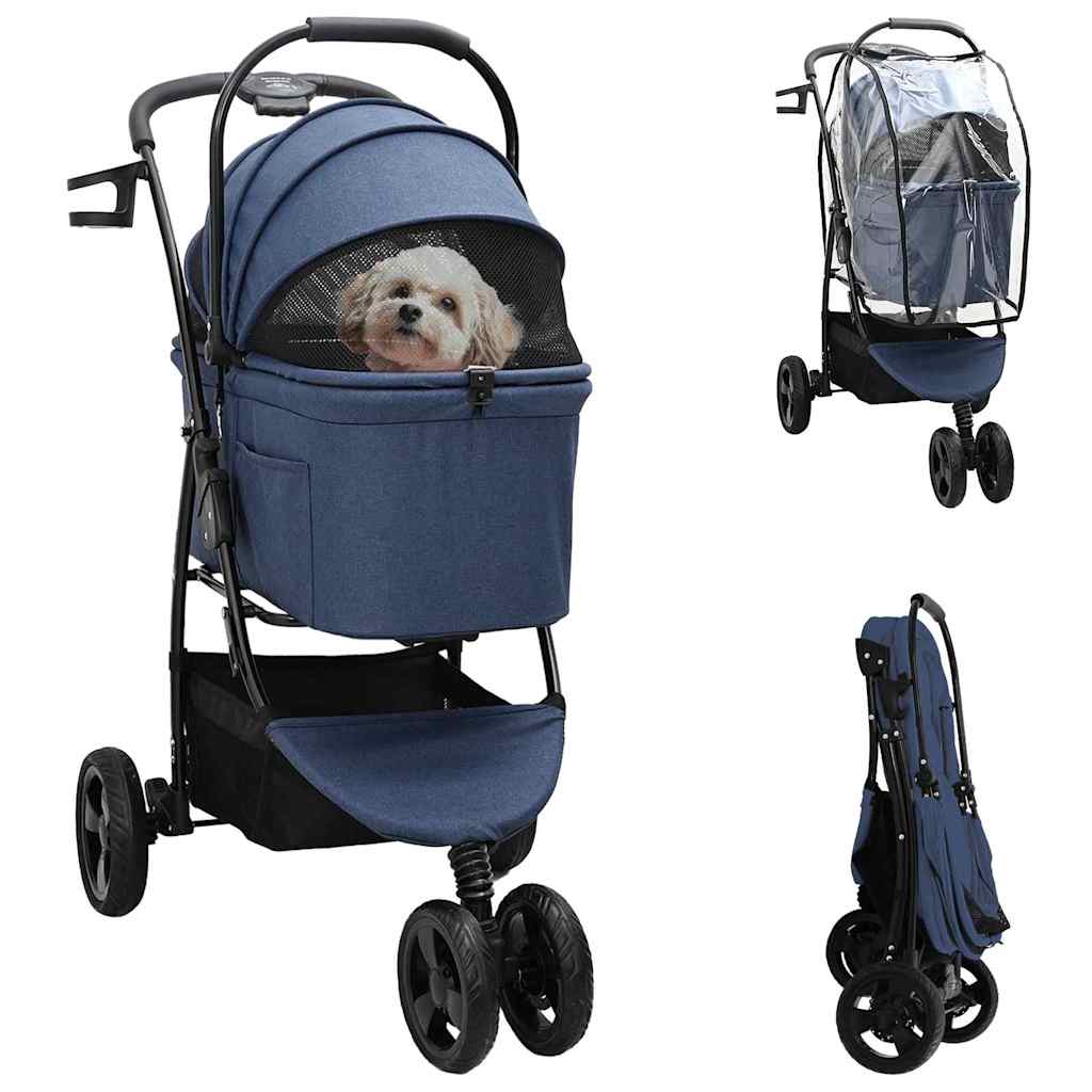 Sammenklappelig kæledyrsvogn Blå 78 x 54 x 101 cm Polyester