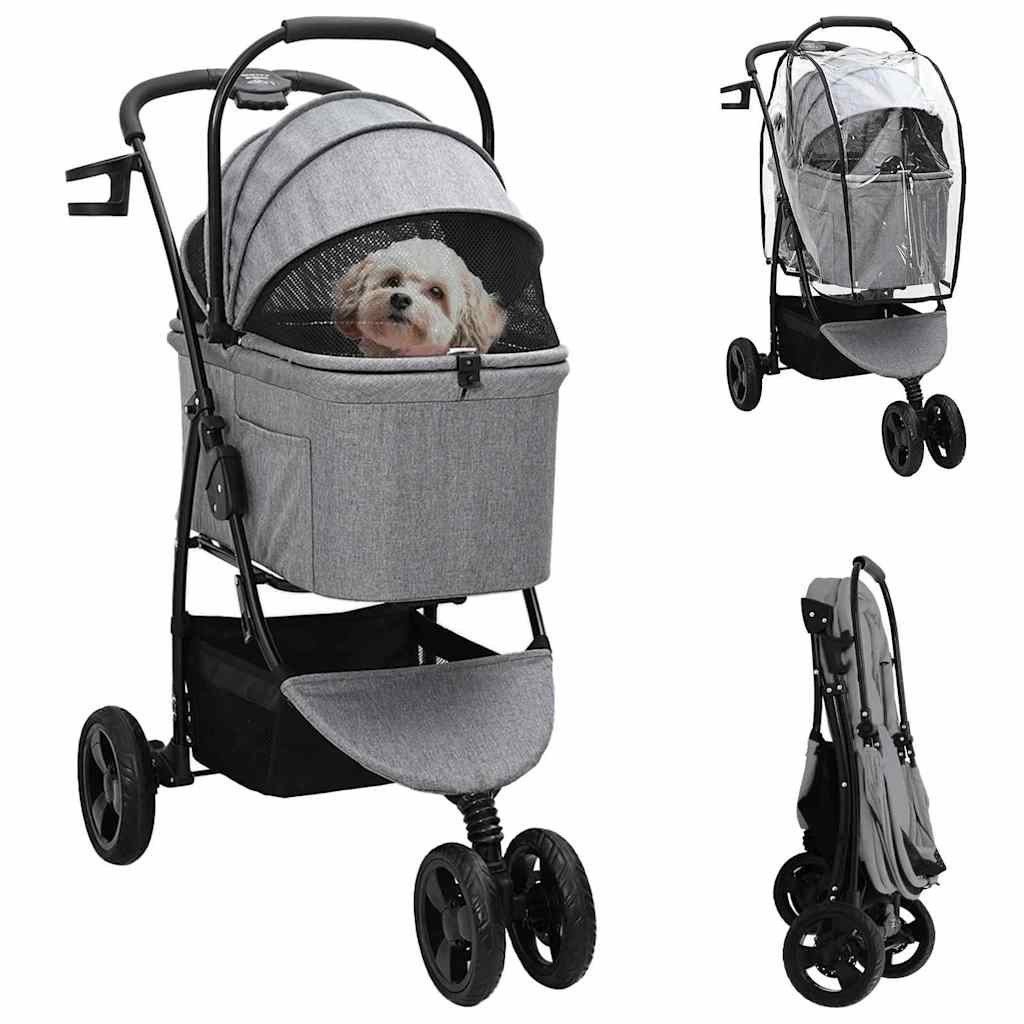 Sammenklappelig kæledyrsvogn Grå 78 x 54 x 101 cm Polyester