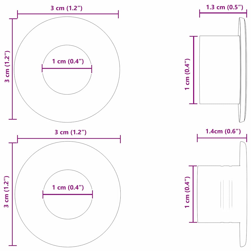 Fodboldbord Stopper 10 stk. Sort 3 x 3 x 1,4 cm HIPS