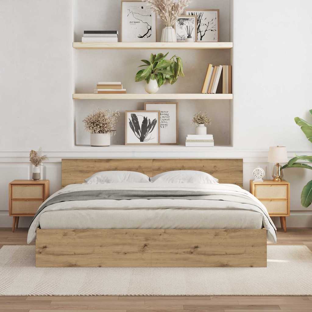 Sengestel med hovedgærde Artisan-eg 203 x 185 x 70 cm
