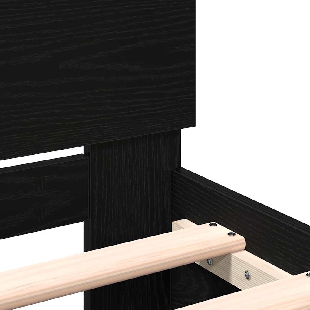 Sengestel med hovedgærde Sort eg 203 x 185 x 70 cm