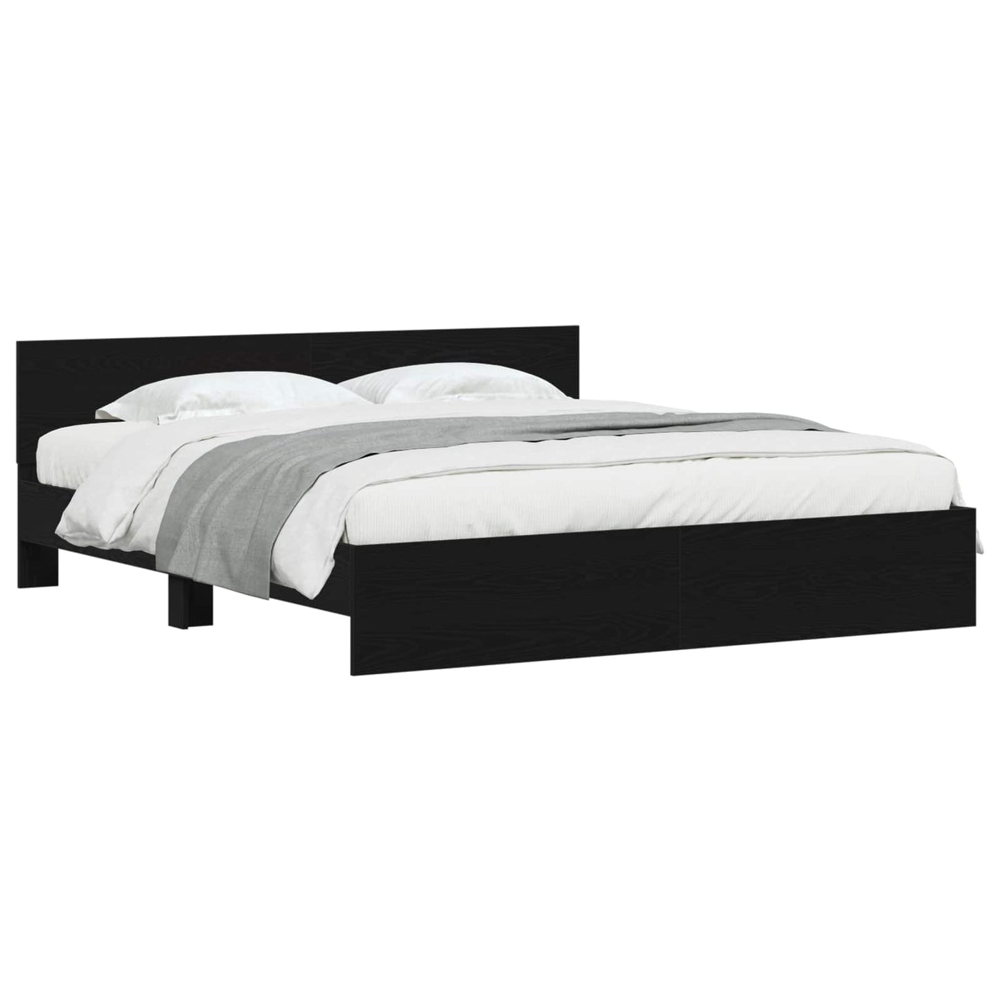 Sengestel med hovedgærde Sort eg 203 x 185 x 70 cm