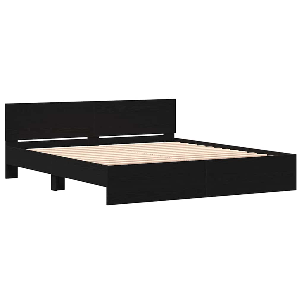 Sengestel med hovedgærde Sort eg 203 x 185 x 70 cm