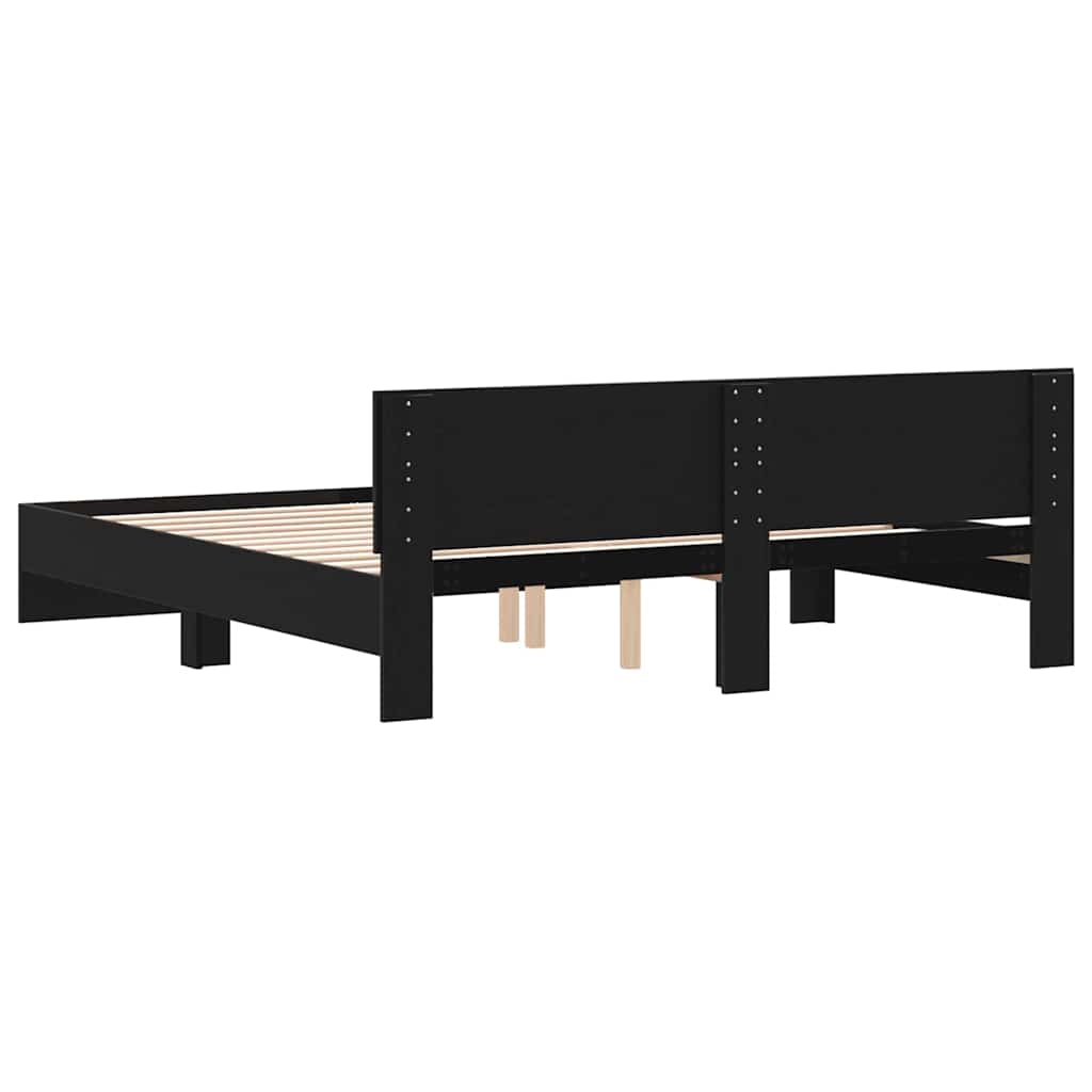 Sengestel med hovedgærde Sort eg 203 x 185 x 70 cm