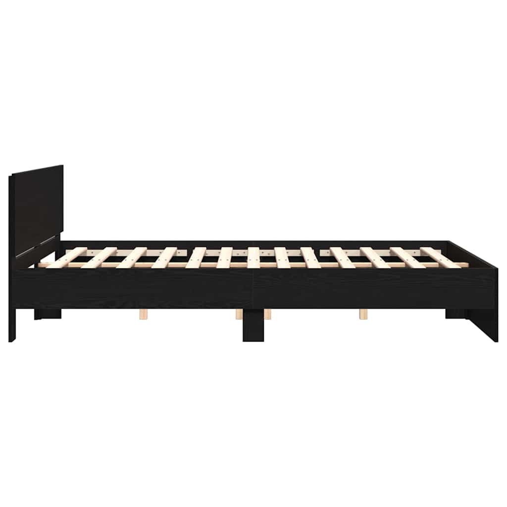 Sengestel med hovedgærde Sort eg 203 x 185 x 70 cm