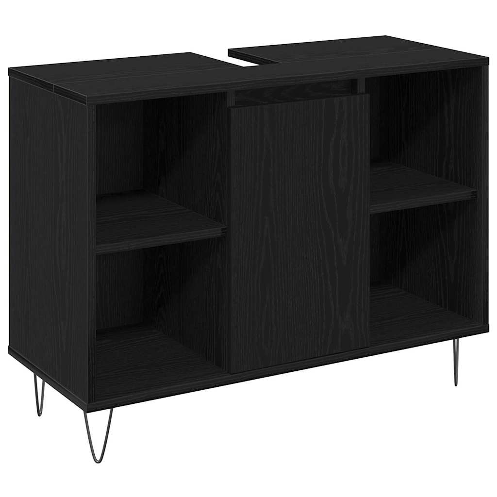 Badeværelsesmøbel sæt 3 stk. Sort eg 30 x 30 x 180 cm