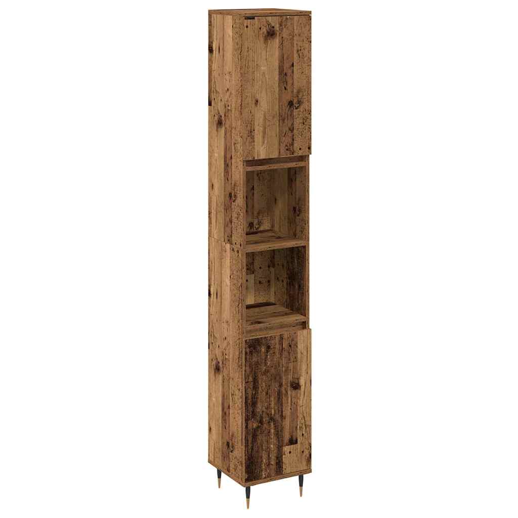 Badeværelsesmøbel sæt 3 stk. Gammelt træ 30 x 30 x 180 cm