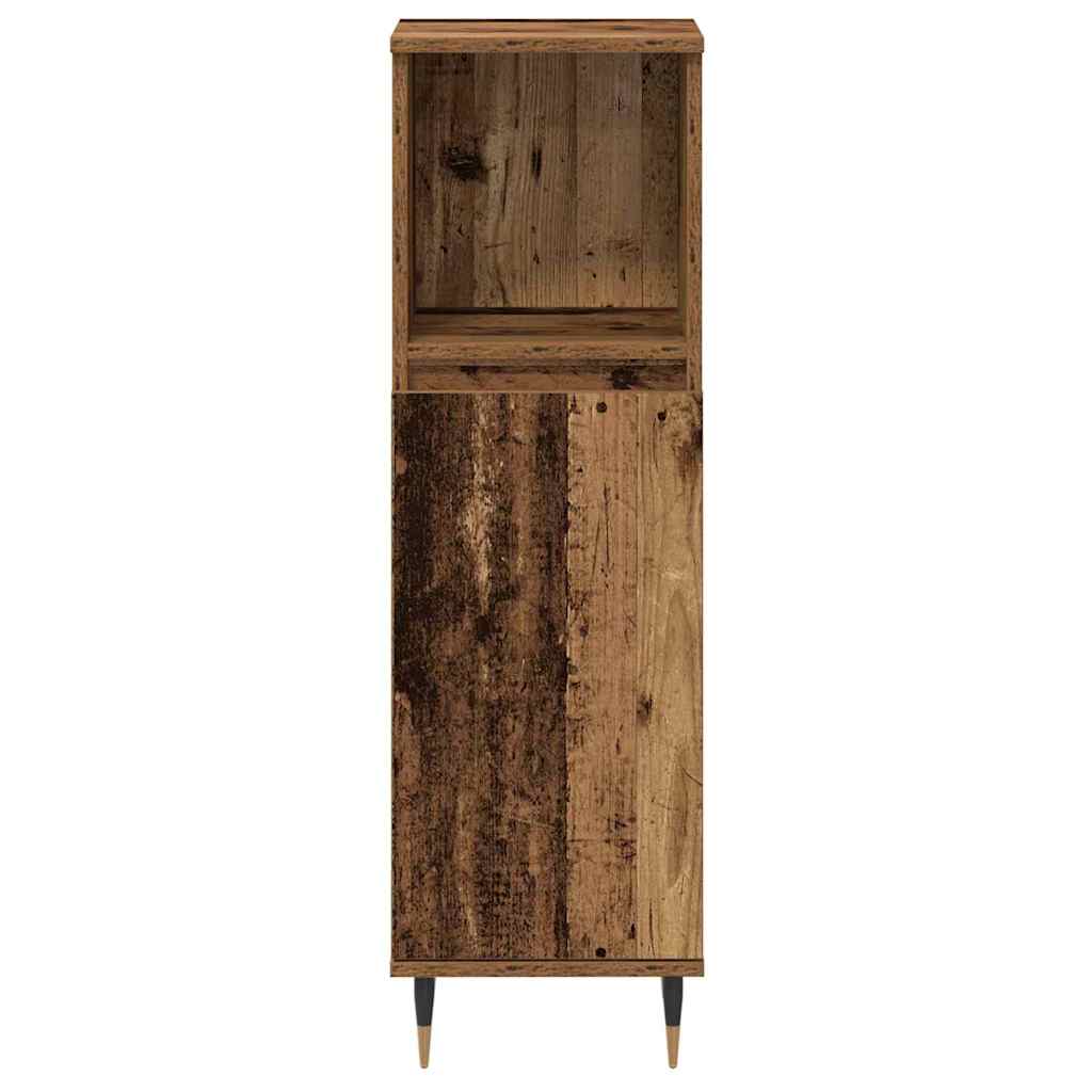 Badeværelsesmøbel sæt 3 stk. Gammelt træ 30 x 30 x 180 cm