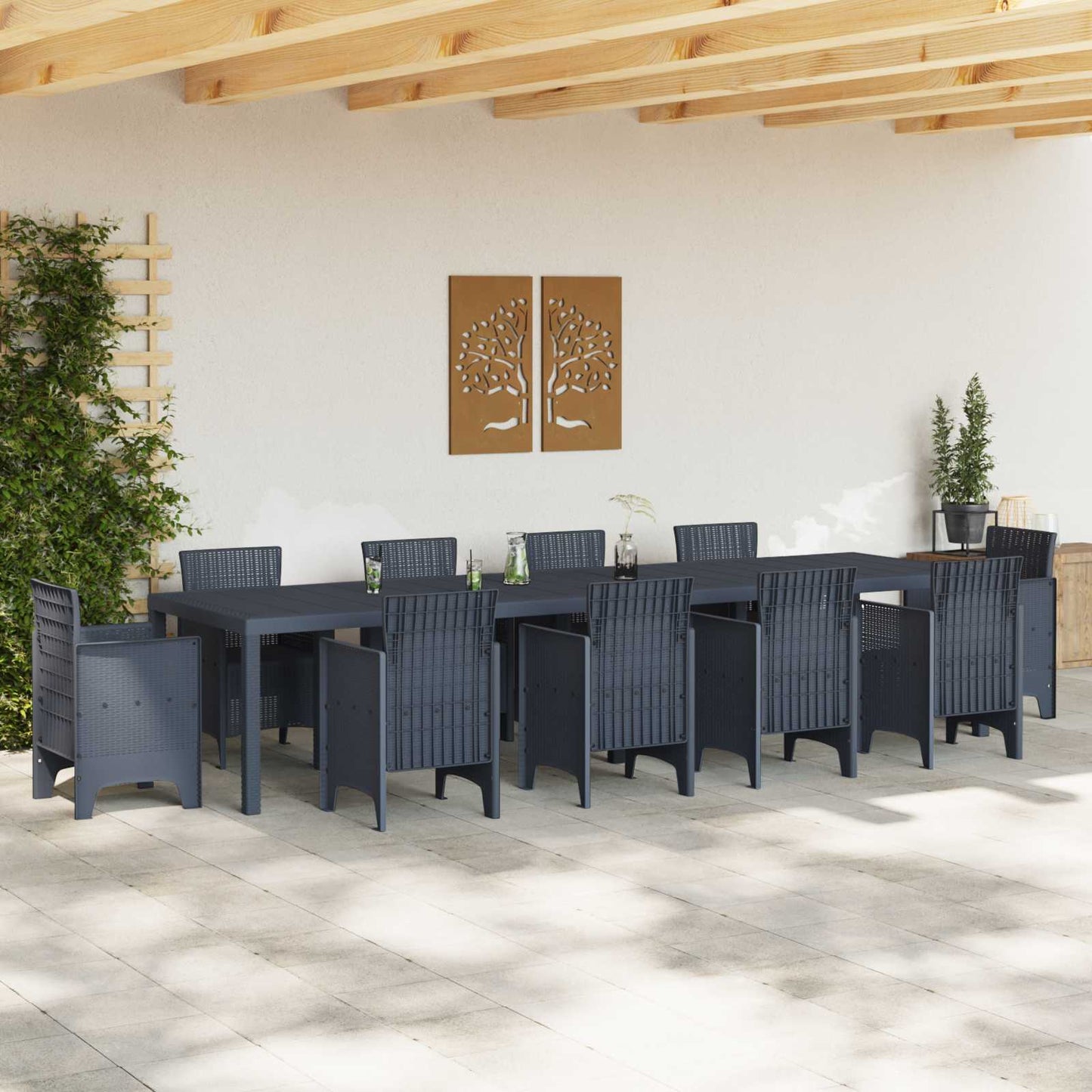 Havemøbel Bord Antracit 350 x 100 x 74 cm polyrattan