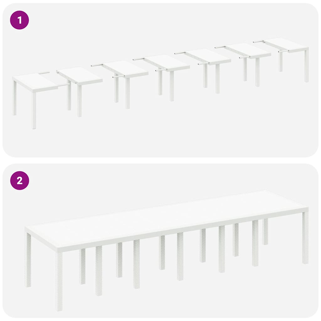 Havemøbel Bord Hvid 350 x 100 x 74 cm polyrattan