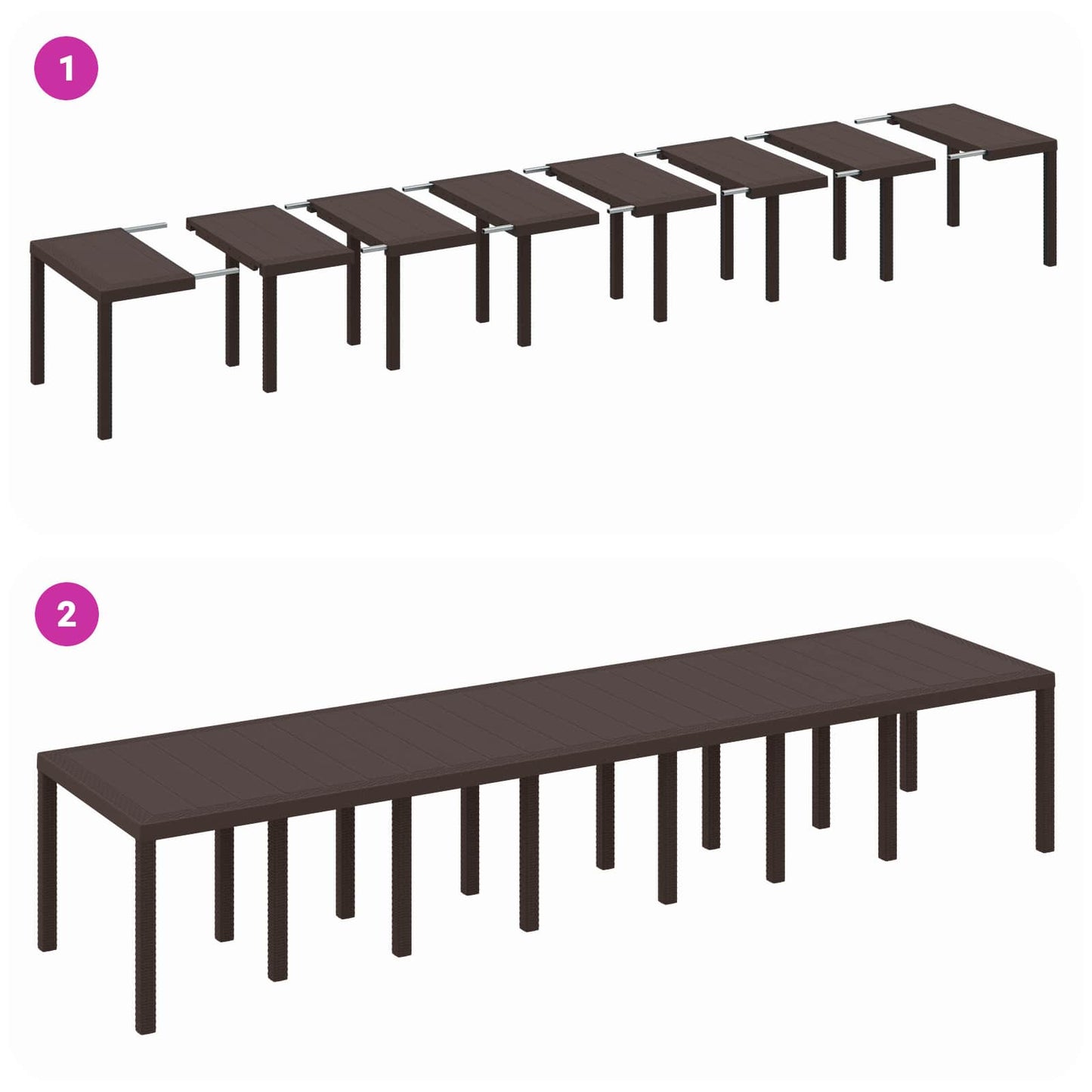Havemøbel Bord Brun 400 x 100 x 73 cm polyrattan