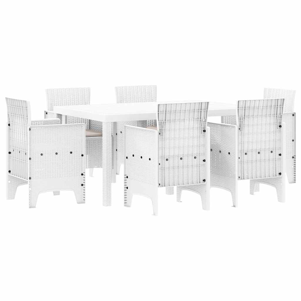 Have Spisebordssæt 7 stk. Hvid Polt rattan