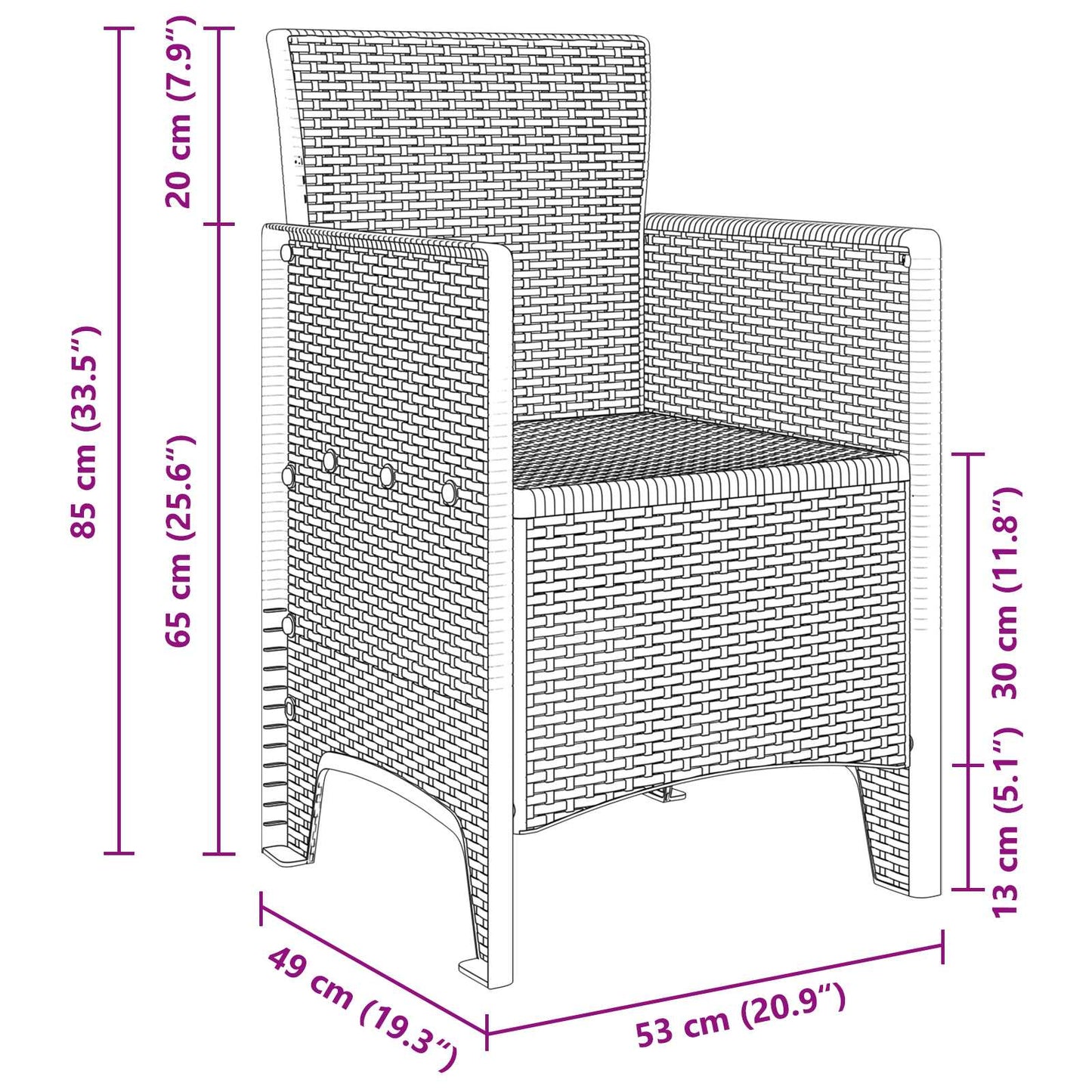 Have Spisebordssæt 9 stk. Antracit Polypropylen