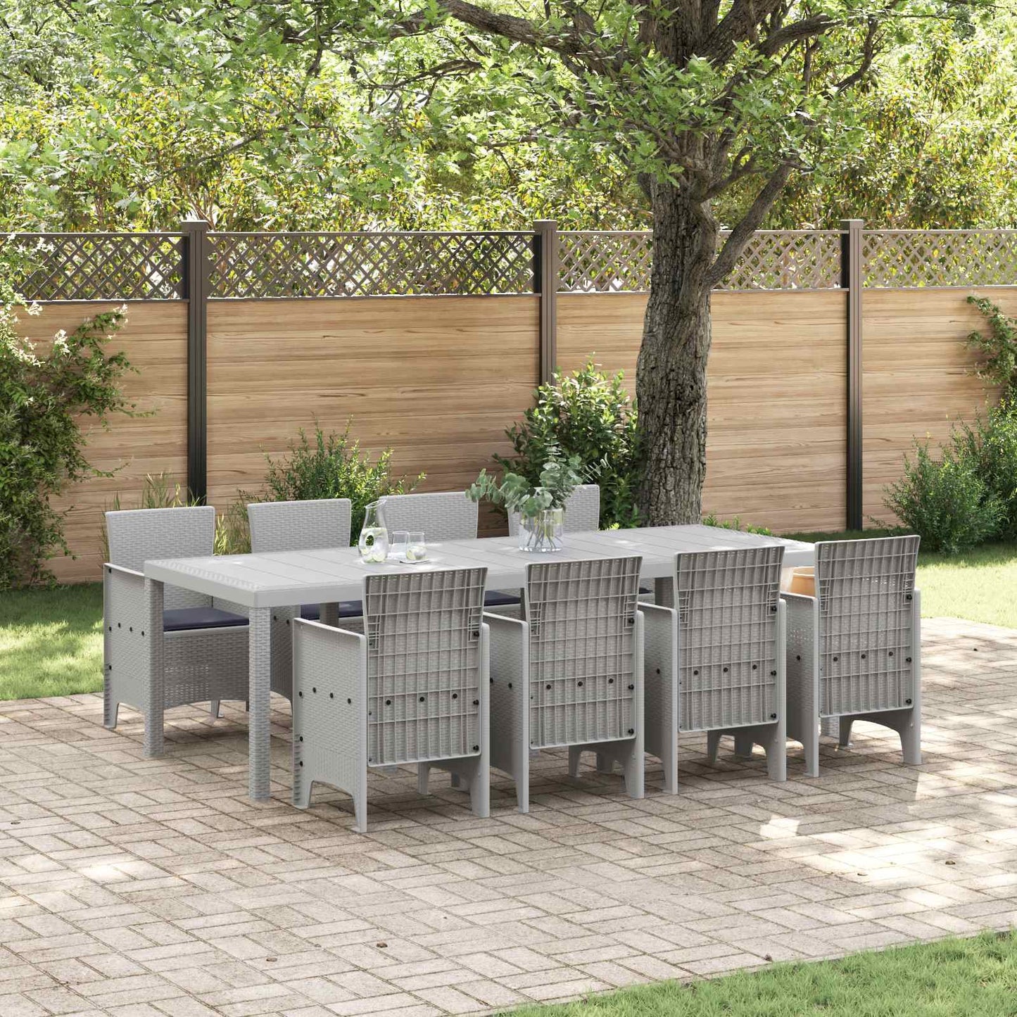 Have Spisebordssæt 9 stk. Hvid Polypropylen