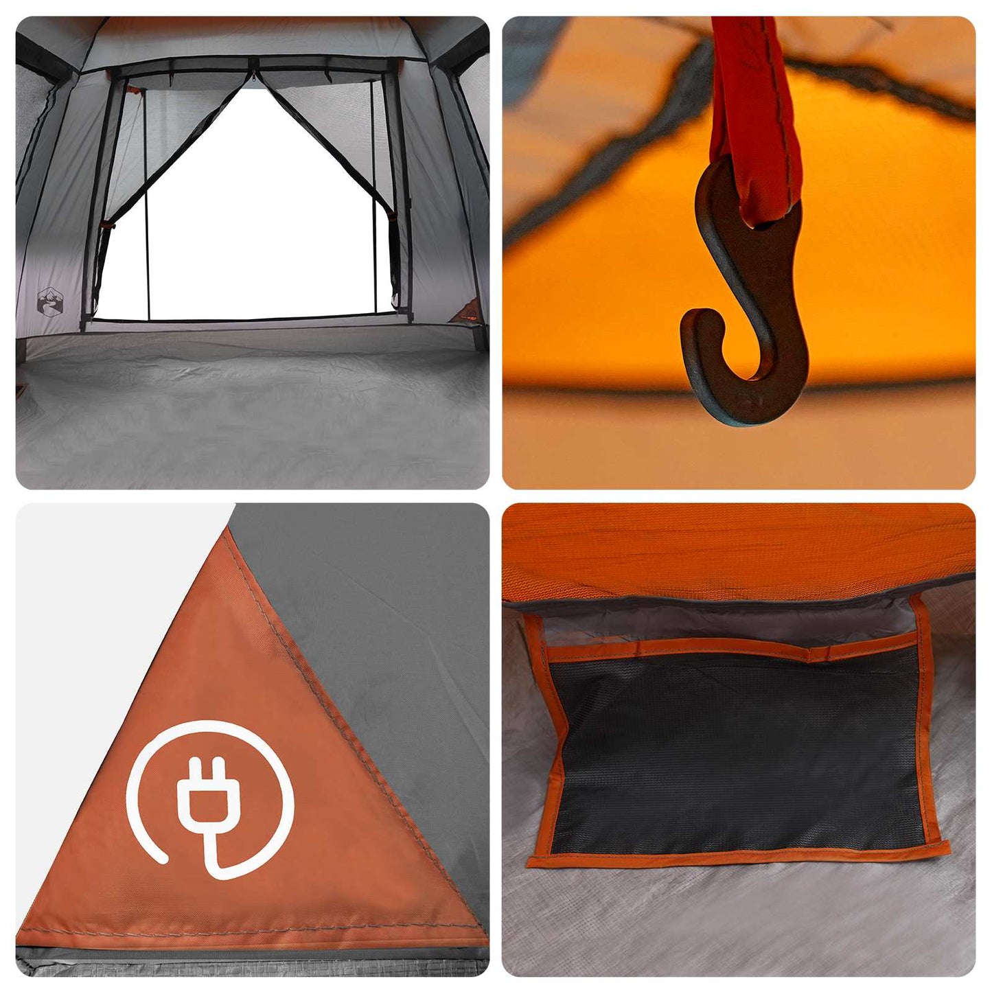 3-personers Grå og orange 185T Polyester
