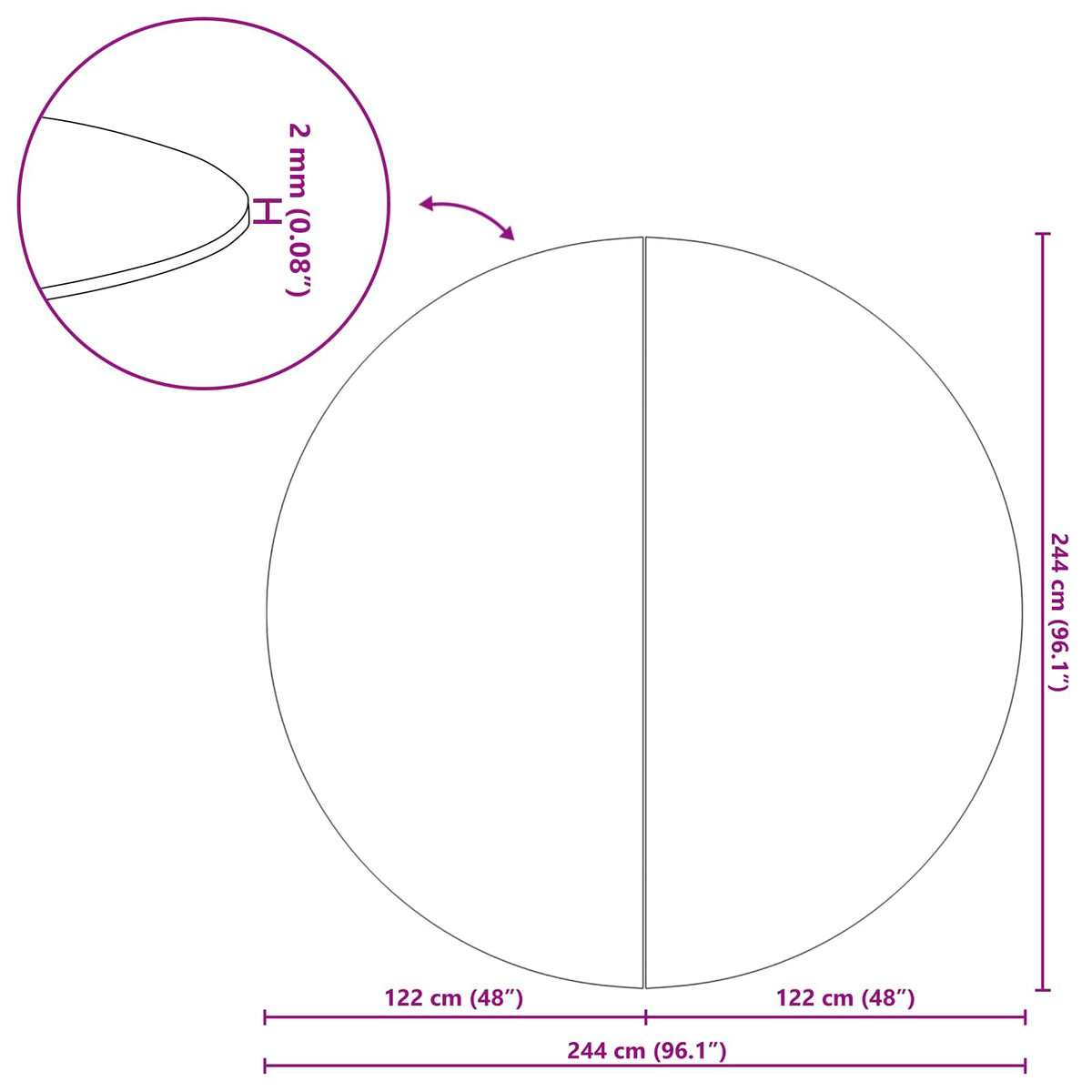Pool Bundark Ø 244 cm (1 mm) Rund Non-woven stof Sort