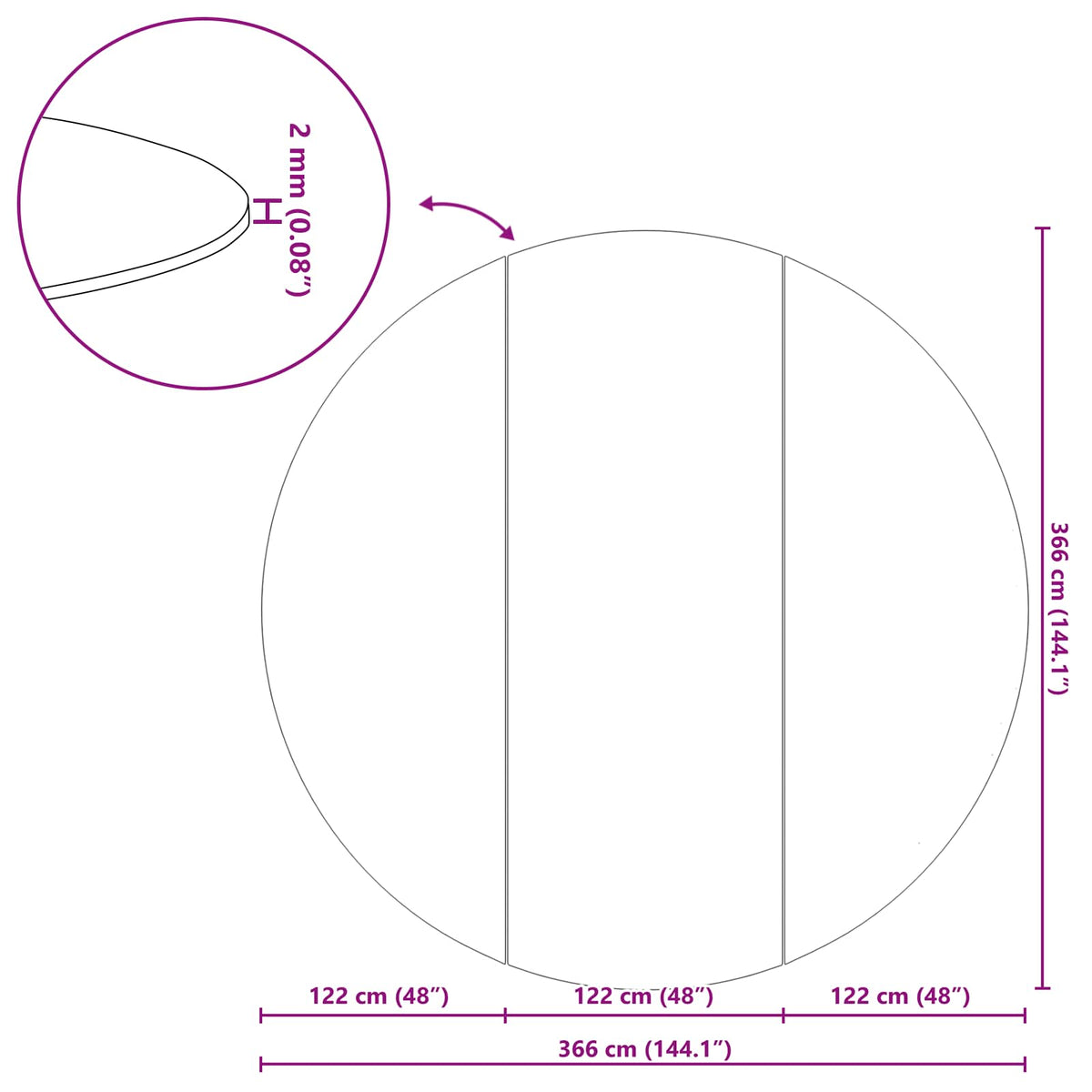 Pool Bundark Ø 366 cm (1 mm) Rund Non-woven stof Sort