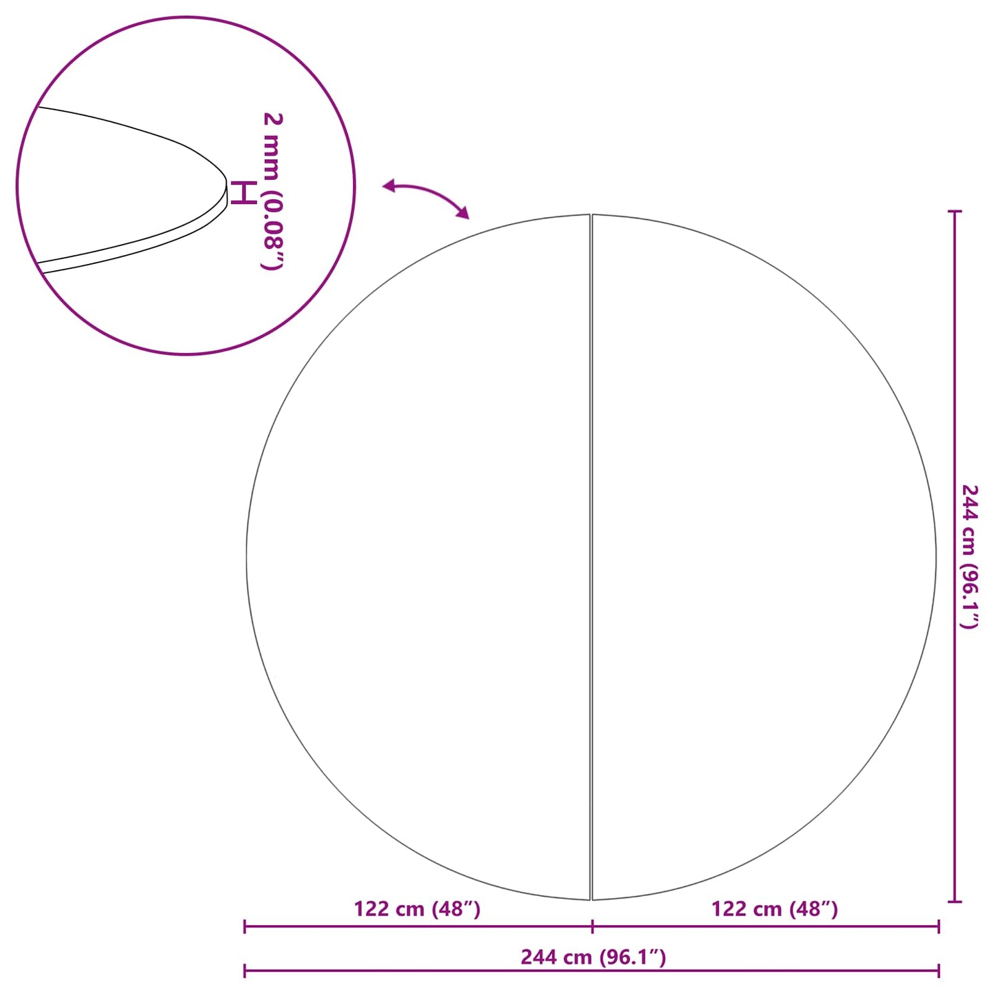 Pool Bundark Ø 244 cm (2 mm) Rund Non-woven stof Sort