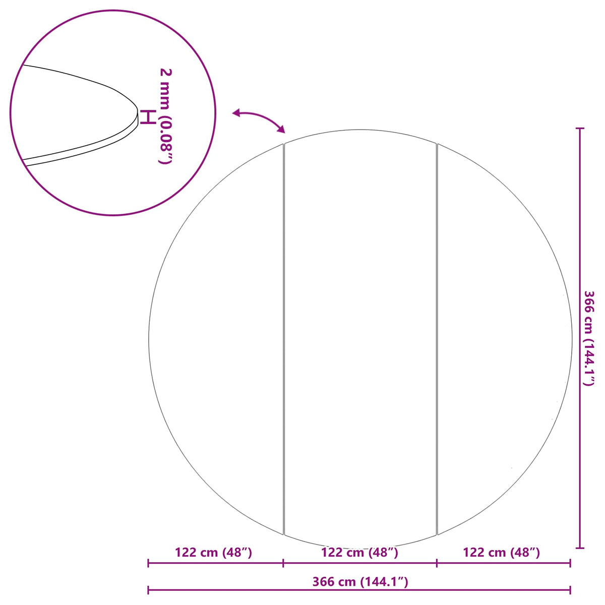 Pool Bundark Ø 366 cm (2 mm) Rund Non-woven stof Sort
