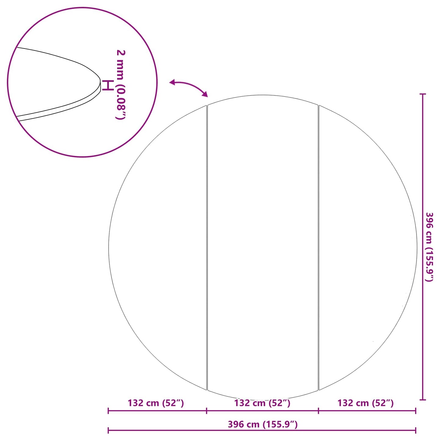 Pool Bundark Ø 396 cm (2 mm) Rund Non-woven stof Sort
