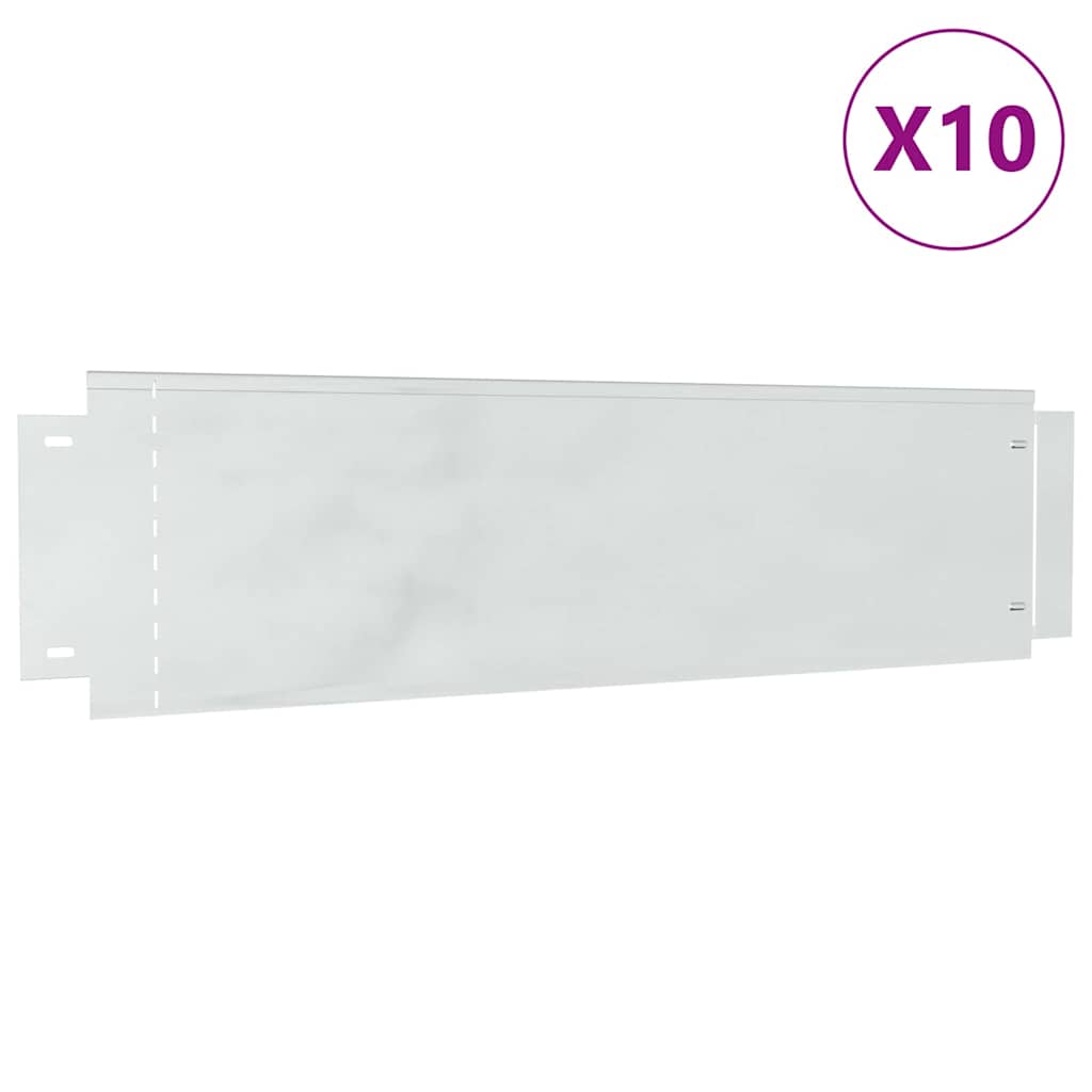 Plænekanter 10 stk. 100 x 25 x 0,07 cm Galvaniseret stål Sølv