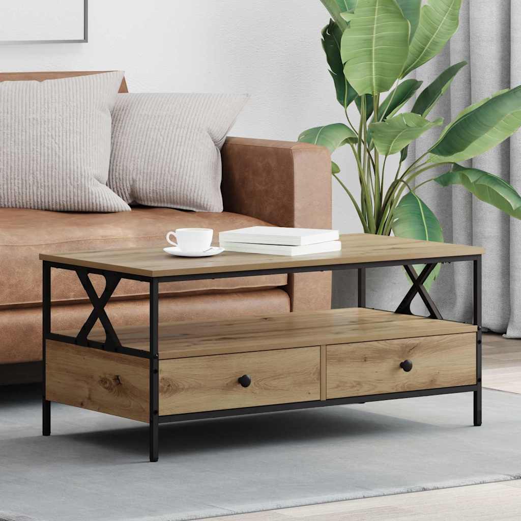 Sofabord artisan eg 100 x 51 x 45 cm Konstrueret træ
