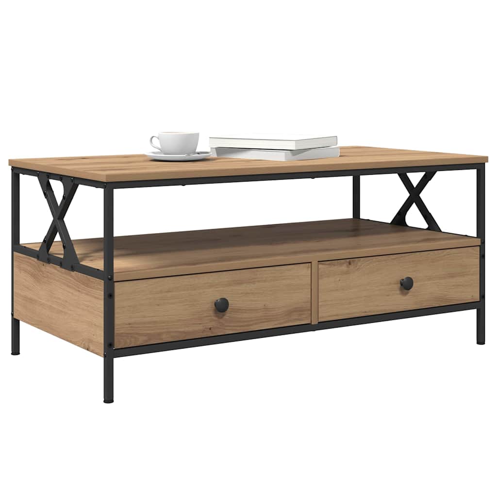 Sofabord artisan eg 100 x 51 x 45 cm Konstrueret træ