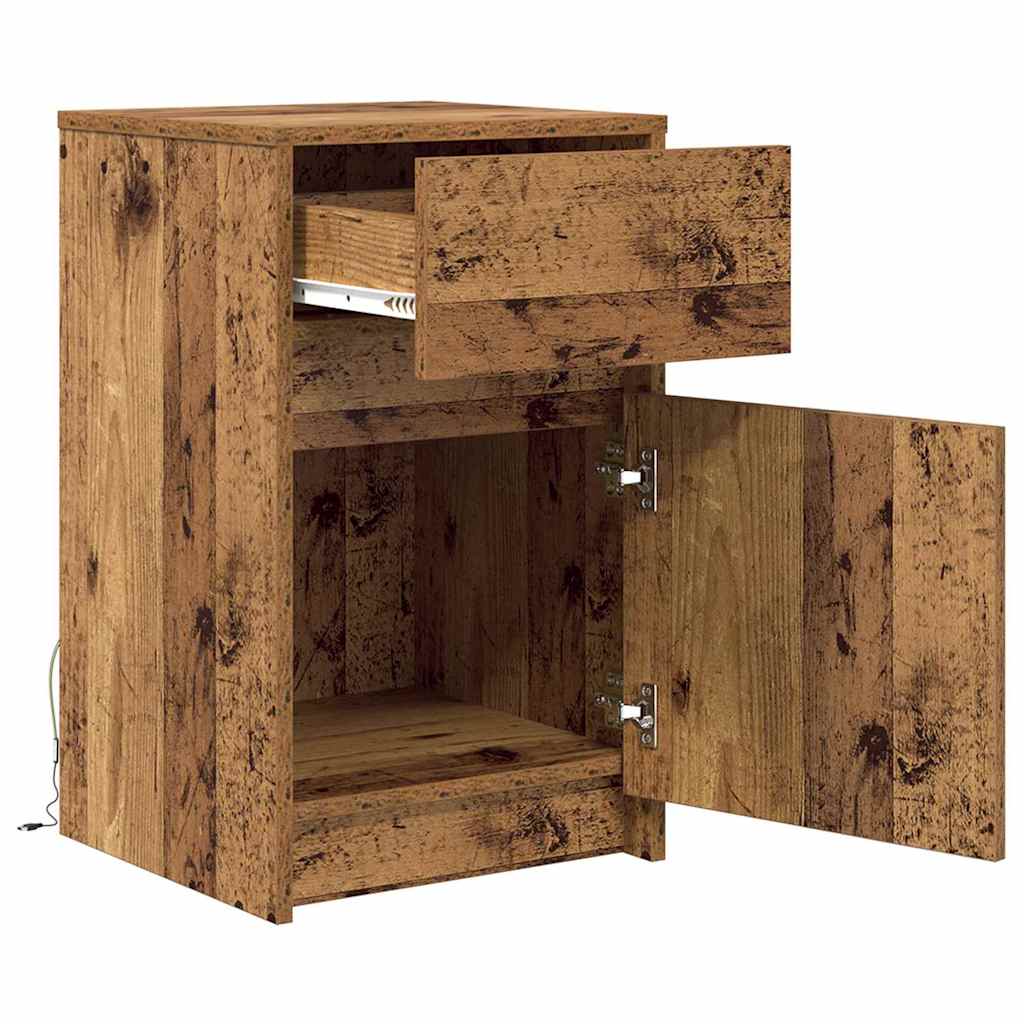LED Sengeskab 2 stk. Gammelt træ 38 x 34 x 61 cm