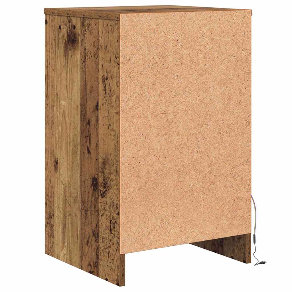 LED Sengeskab 2 stk. Gammelt træ 38 x 34 x 61 cm