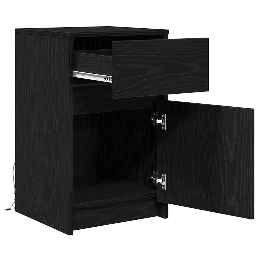LED Sengeskab Sort eg 38 x 34 x 61 cm Konstrueret træ