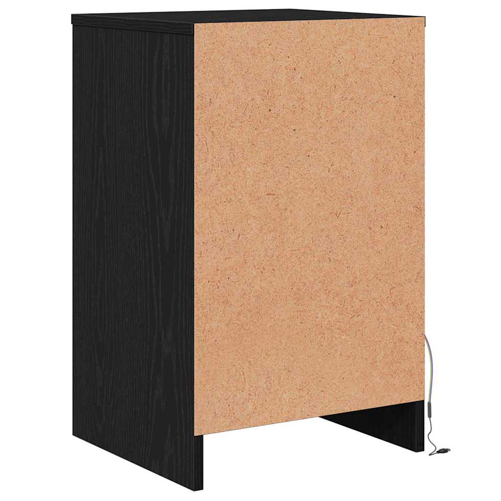 LED Sengeskab Sort eg 38 x 34 x 61 cm Konstrueret træ