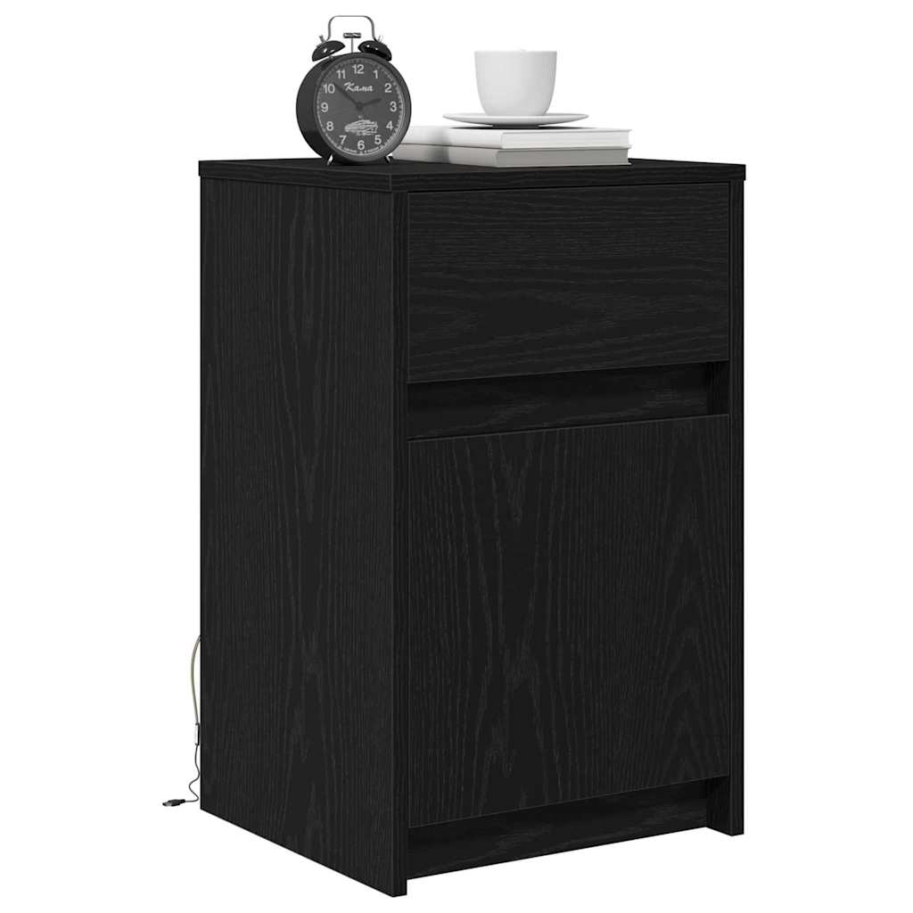 LED Sengeskab 2 stk. Sort eg 38 x 34 x 61 cm Konstrueret træ