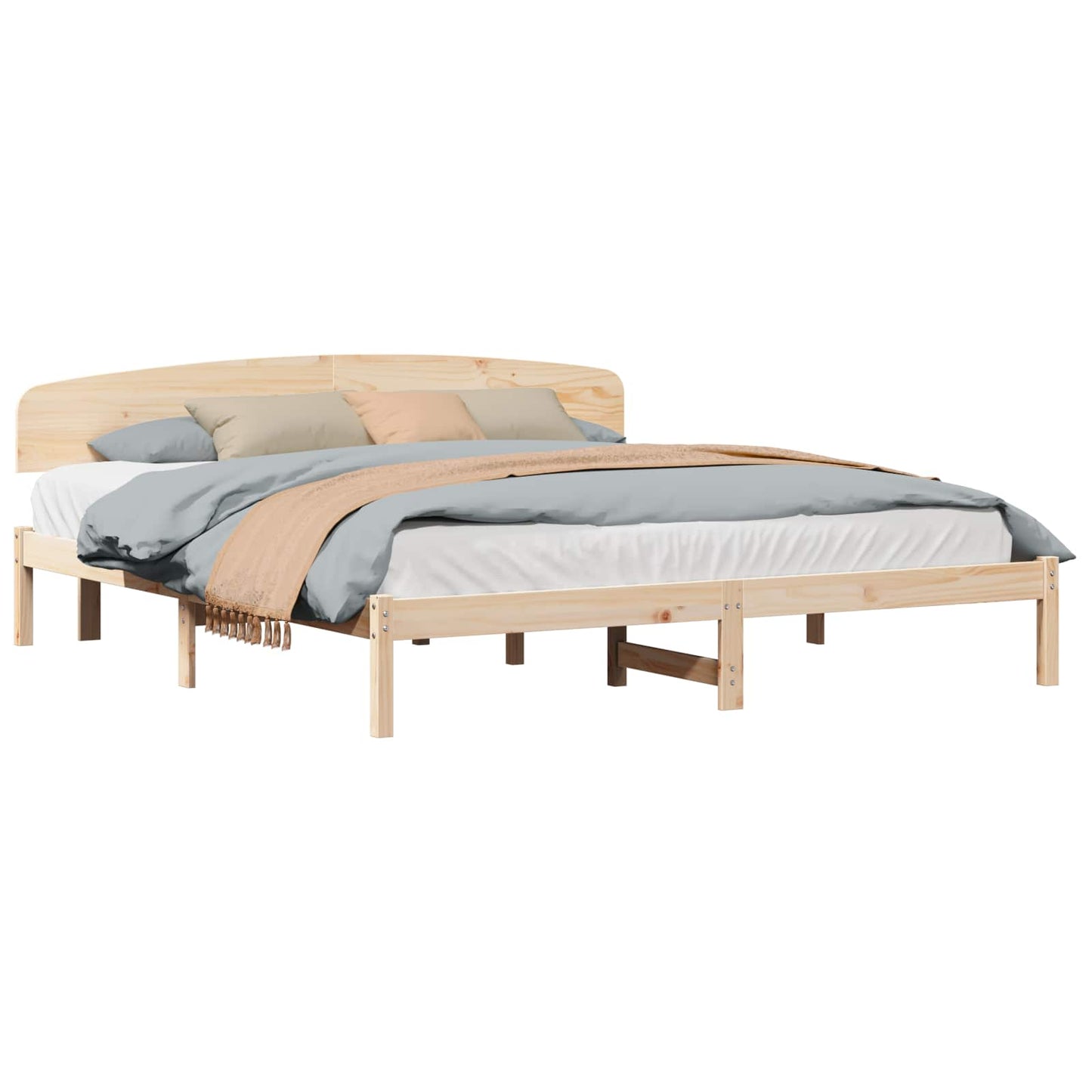 Sengestel Naturfarvet 200 x 200 cm Massiv fyrretræ