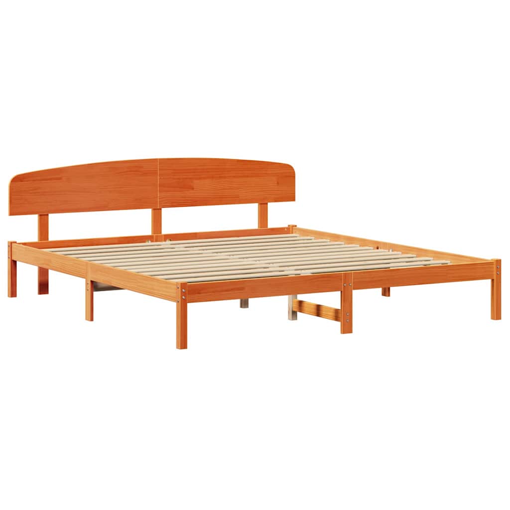 Sengestel med hovedgærde Voks brun 200 x 200 cm Massiv fyrretræ