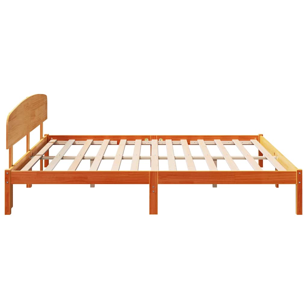 Sengestel med hovedgærde Voks brun 200 x 200 cm Massiv fyrretræ